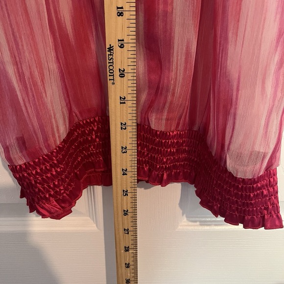 Seduction Y2K‎ 90s Sheer Ruffled Pink Button Up McBling Blouse Trashy 200s Bimbo - Picture 5 of 7